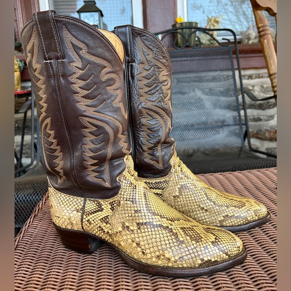 SOLD !!! Awesome Justin Exotic Rock Python Boots🤠 - Picture 2 of 11